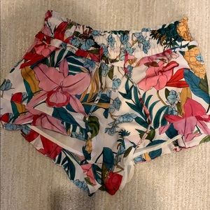Floral silk shorts